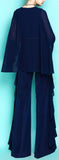 Ruffled Chiffon Cape-Back Jumpsuit