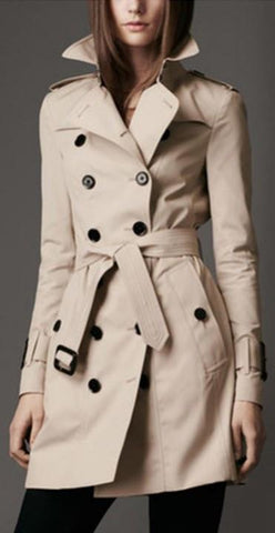 Waist Tie Trench Coat in Beige - DESIGNER INSPIRED FASHIONS