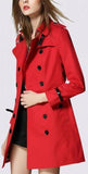 Bright Red Short Trench Coat - DESIGNER INSPIRED FASHIONS