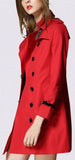 Bright Red Short Trench Coat - DESIGNER INSPIRED FASHIONS