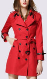 Bright Red Short Trench Coat - DESIGNER INSPIRED FASHIONS