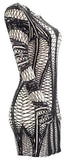 Geometric Sequin-Embellished Mini Dress