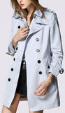 Powder Blue Short Trench Coat - DESIGNER INSPIRED FASHIONS