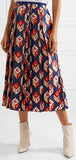 Pleated Printed Midi Skirt