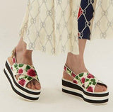 Peggy Floral-Print Flatform Slides