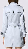 Powder Blue Short Trench Coat - DESIGNER INSPIRED FASHIONS