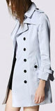 Powder Blue Short Trench Coat - DESIGNER INSPIRED FASHIONS