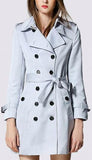 Powder Blue Short Trench Coat - DESIGNER INSPIRED FASHIONS