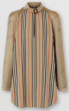 Cut-out Detail Icon Stripe Cotton Blouse