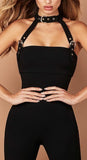 Buckled Black Stretch Jumpsuit