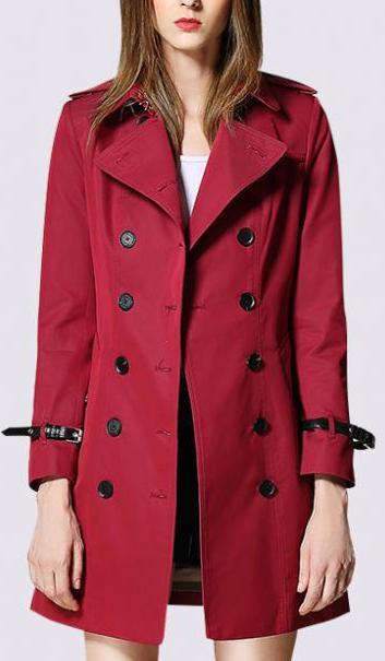 Deep Red Short Trench Coat