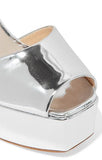 Mirrored-Leather Platform Sandals - Silver or Gold