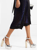 Mirrored-Leather Platform Sandals - Silver or Gold