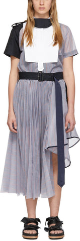Blue Striped Organza Dress