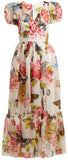 Butterfly and Padlock-Print Midi Dress