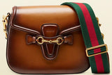 Lady Web Medium Leather Shoulder Bag - Brown - DESIGNER INSPIRED FASHIONS