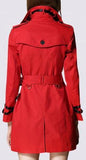 Double Wrist-Strap Trench Coat in Red - DESIGNER INSPIRED FASHIONS
