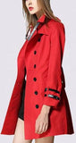 Double Wrist-Strap Trench Coat in Red - DESIGNER INSPIRED FASHIONS