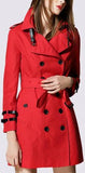 Double Wrist-Strap Trench Coat in Red - DESIGNER INSPIRED FASHIONS