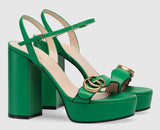 Platform Sandal with Double G, Green