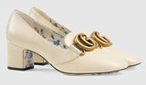 Leather Mid-Heel Pump with Double G