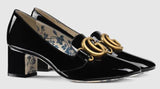 Patent Mid Heel Pumps with Double G - Black or Red