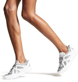 Silver Mix Coarse Glitter Fabric, Calf and Metallic Nappa Trainers