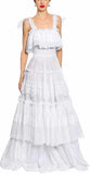 Sicilian Lace Cotton Batiste Long White Dress
