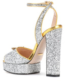 Embellished Plateau Glitter Pumps