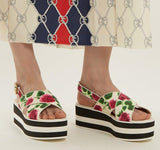 Peggy Floral-Print Flatform Slides