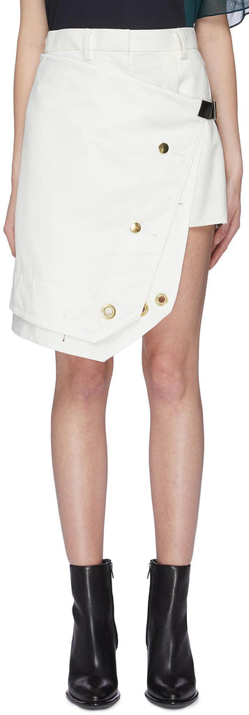 Eyelet Asymmetric Drape Panel Shorts