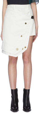 Eyelet Asymmetric Drape Panel Shorts