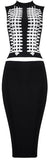 Embroidered Bandage Top and Skirt Set