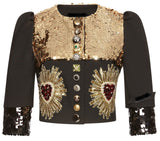 Embellished Cropped Jacket & Sequin Detail Midi Skirt Set