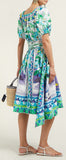 Off-the-Shoulder Shirred Printed Cotton-Poplin Dress