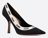 J'Adior Black Embroidered Pump, 10 cm