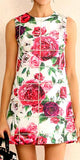 Peony Print Paneled Mini Shift Dress