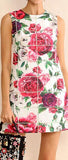 Peony Print Paneled Mini Shift Dress