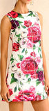 Peony Print Paneled Mini Shift Dress