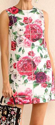 Peony Print Paneled Mini Shift Dress