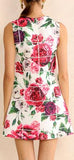 Peony Print Paneled Mini Shift Dress