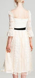 Lace Panel Sash Belted Dress