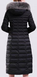 Black Fur-Hooded Long Paneled Puffer Down Coat - DESIGNER INSPIRED FASHIONS