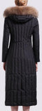 Fur-Hooded Long Paneled Down Coat in Black - DESIGNER INSPIRED FASHIONS