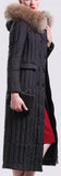 Fur-Hooded Long Paneled Down Coat in Black - DESIGNER INSPIRED FASHIONS