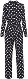 Bow-Detailed Heart-Print Jumpsuit-Black & White or Burgundy & Blue - DESIGNER INSPIRED FASHIONS