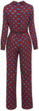 Bow-Detailed Heart-Print Jumpsuit-Black & White or Burgundy & Blue - DESIGNER INSPIRED FASHIONS