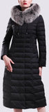 Black Fur-Hooded Long Paneled Puffer Down Coat - DESIGNER INSPIRED FASHIONS