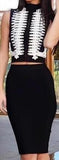 Embroidered Bandage Top and Skirt Set