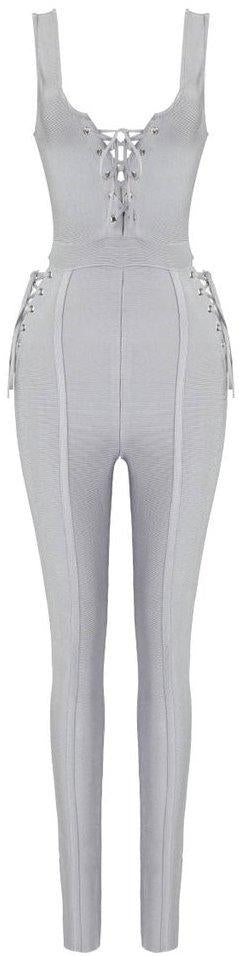 Lace-Up Stretch Jumpsuit